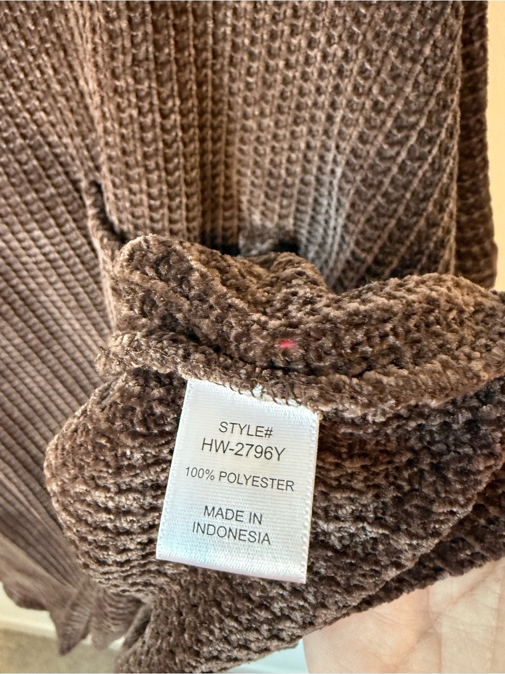 Brand New Zenana Brown (Chocolate) Waffle Knit Pocket Sweater | M - Picture 3 of 4
